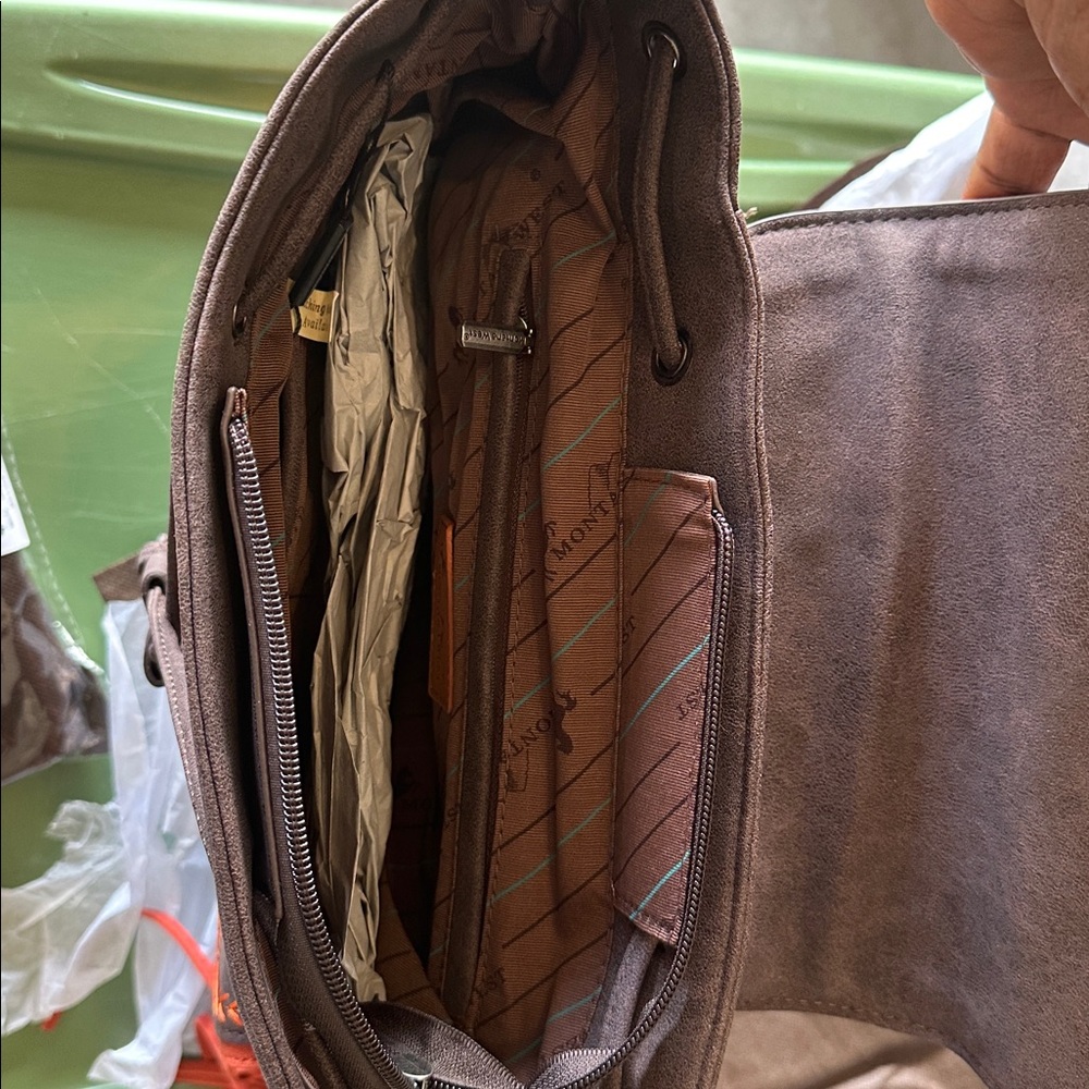 Montana West Dark Brown and Orange Backpack Set - Picture 8 of 11